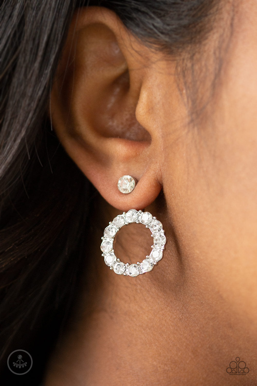 Diamond Halo - White Earrings