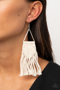 Macrame Jungle - White Earrings