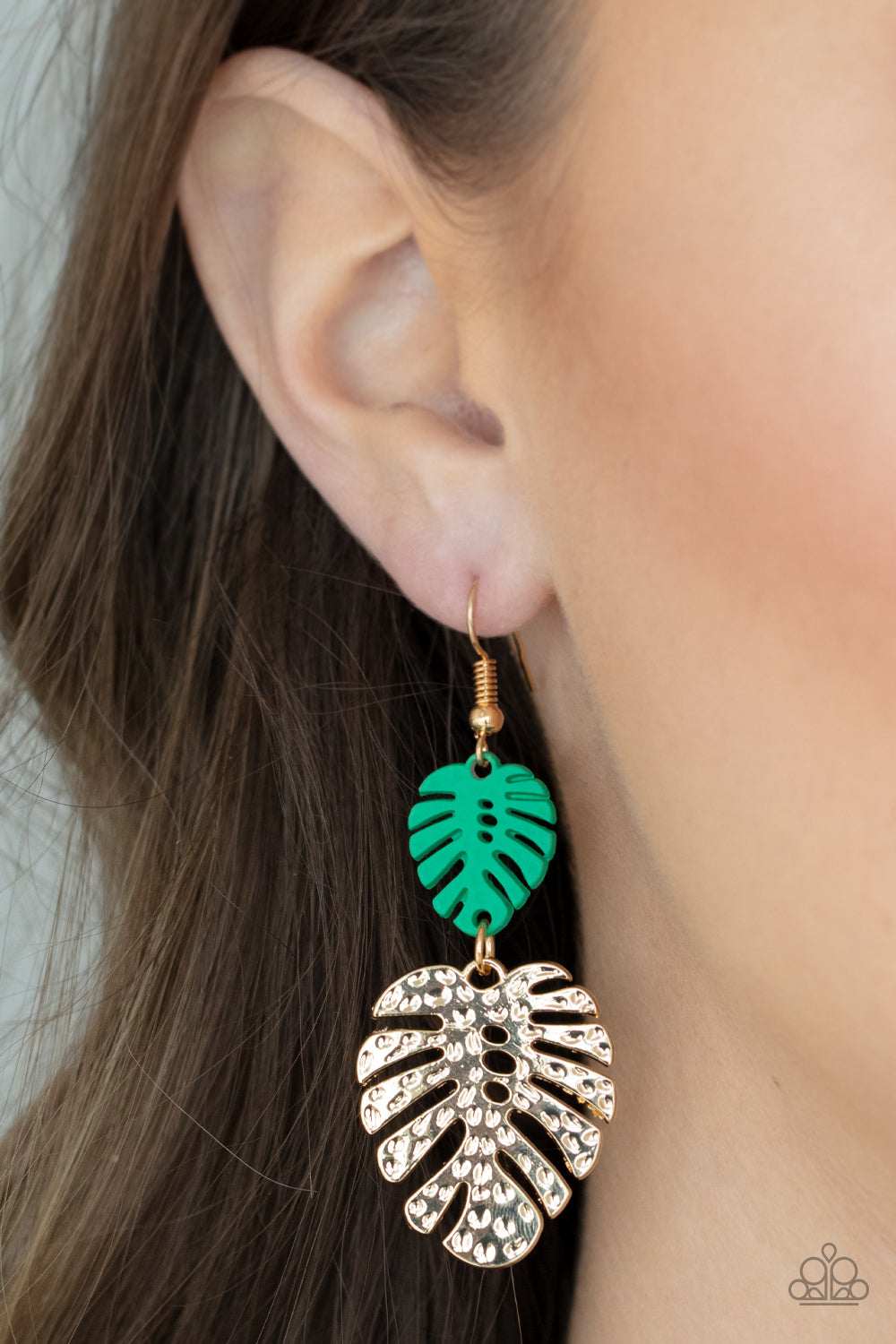 Palm Tree Cabana - Green Earrings
