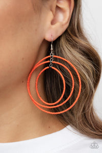 Colorfully Circulating - Orange Earrings